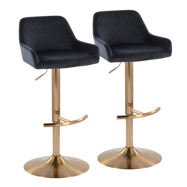 Daniella - Contemporary Adjustable Barstool With Swivel With Rounded T Footrest (Set of 2)