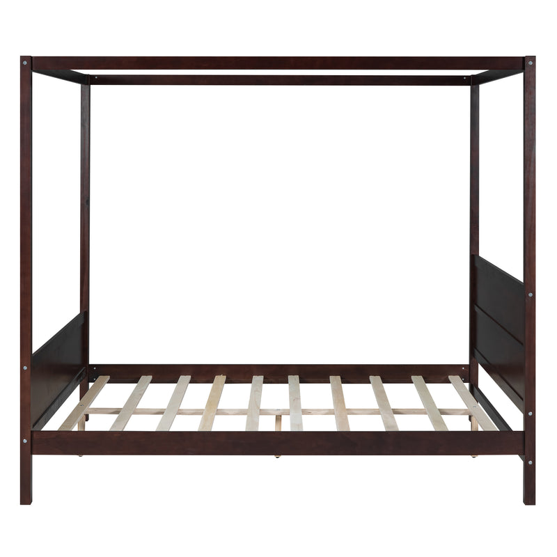 Queen Size Canopy Platform Bed with Headboard and Footboard,Slat Support Leg - Espresso(OLD SKU:LT001912AAP)