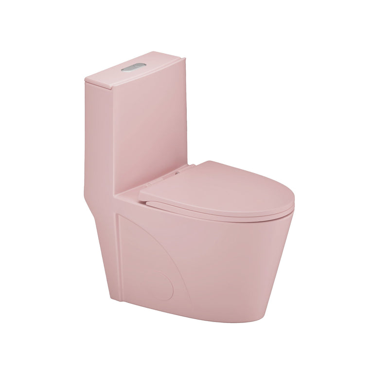 1.1 / 1.60 Gpf Dual-Flush One Piece Toilet, Water-Saving Elongated Comfort Height Floor Mounted, Soft Close 1000 Gram Map Flushing Score Toilet 23T01-Rs - Rose