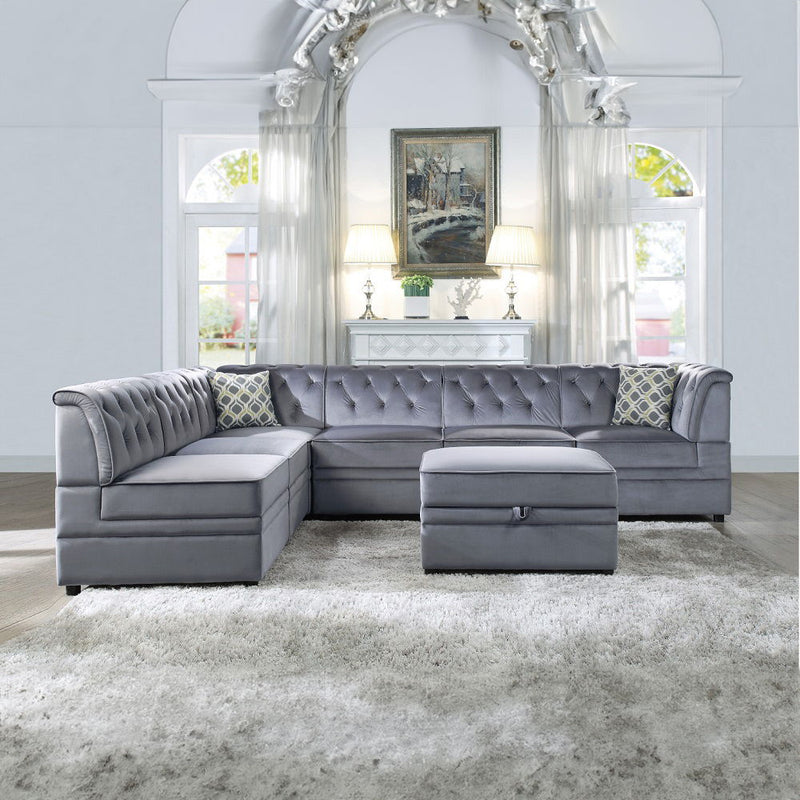 Bois II - Ottoman - Gray Velvet - Atlantic Fine Furniture Inc