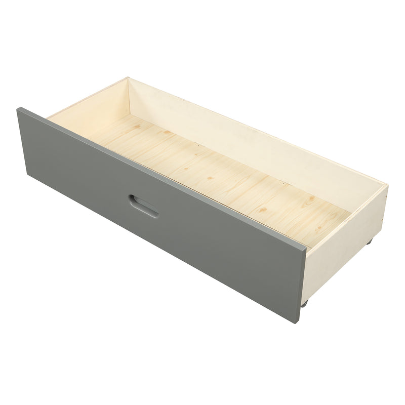 Wood platform bed with two drawers, full (gray)