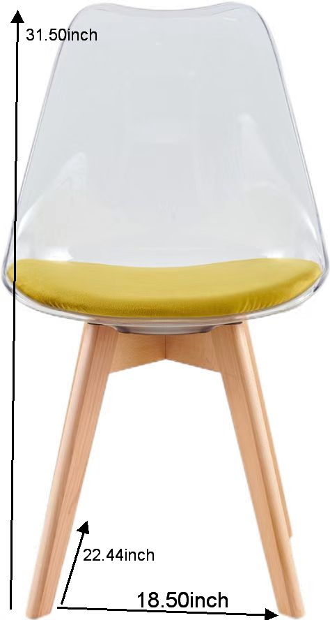 Dining Chair, Coffee Chair Wood Leg (Set of 4) - Transparent