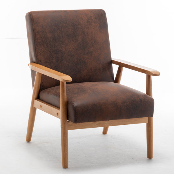 Wide Classic Mid-Century Modern Arm Chair - Brown