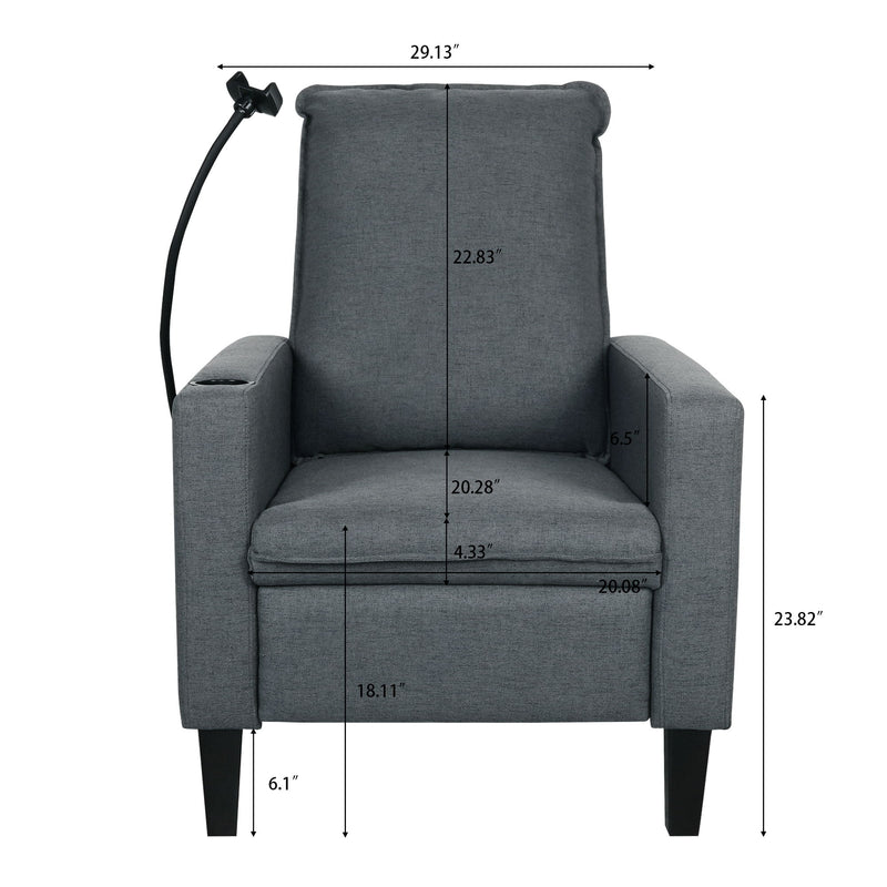 Recliner Chairs For Adults, Adjustable Recliner Sofa With Mobile Phone Holder & Cup Holder, Modern Reclining Chairs Fabric Push Back Recliner Chairs For Living Room, Bedroom