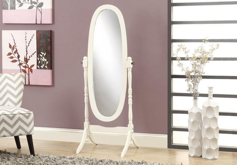 Standing Floor Mirror Full Length Oval Dressing For Bedroom - White