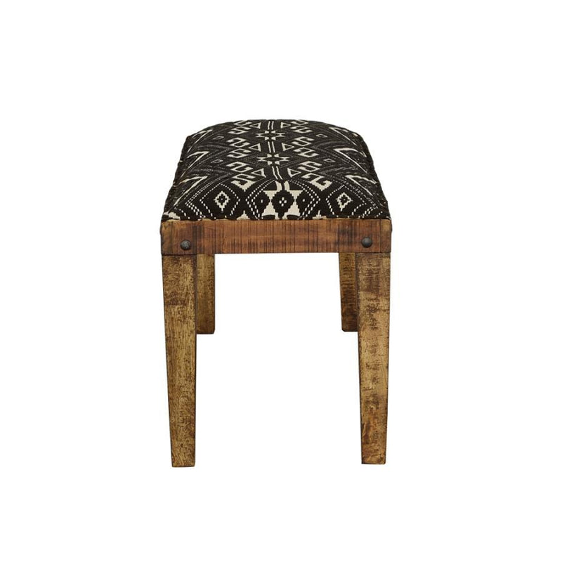 Lamont - Fabric Upholstered Accent Bench - Black And Natural