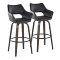 Mustang - Contemporary Fixed Height Barstool With Swivel With Round Footrest (Set of 2)