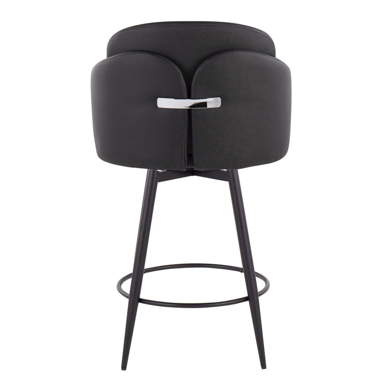 Dahlia - Contemporary Fixed Height Counter Stool With Round Footrest (Set of 2) - Black