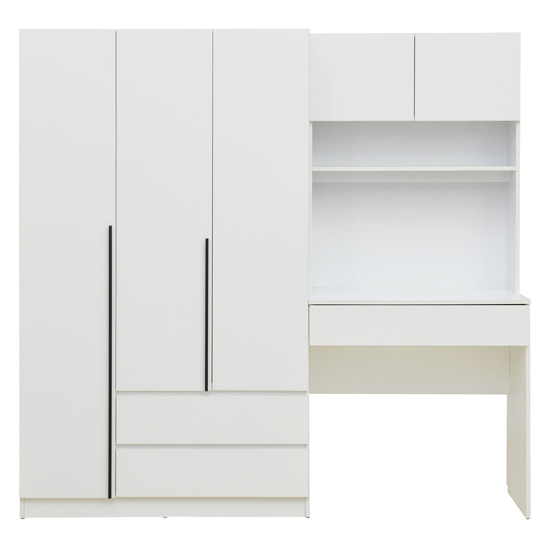 3 Door Storage Desk Wardrobe For Bedroom With Shelves And 3 Drawers