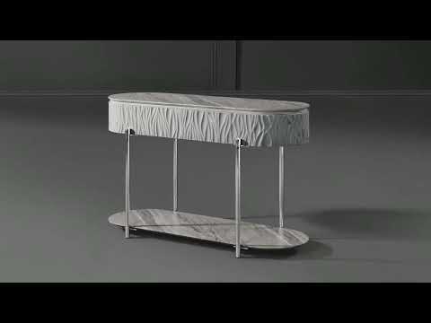 Yukino - Sofa Table - Gray High & Chrome