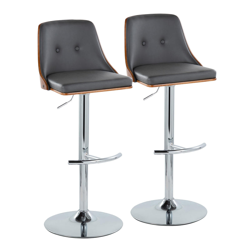 Gianna - Mid Century Modern Adjustable Barstool With Swivel With Rounded T Footrest (Set of 2)