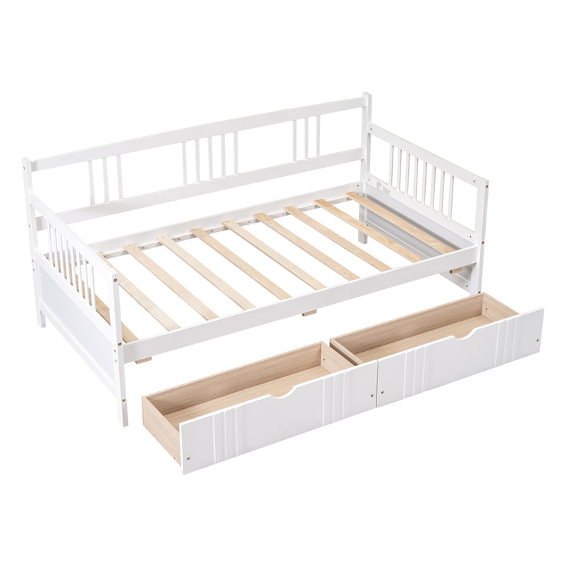 Twin Size Daybed Wood Bed with Two Drawers,White(OLD SKU:LP000057AAK)