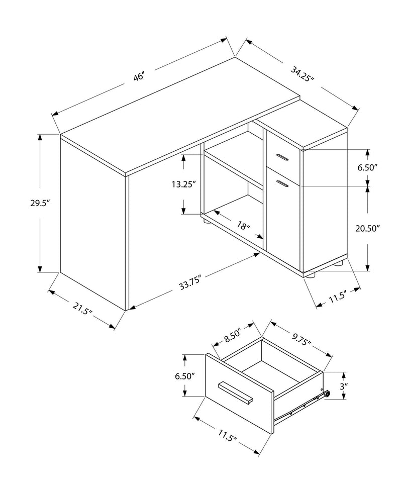 Computer Desk, Home Office, Corner, Storage Drawers, L Shape, Contemporary & Modern