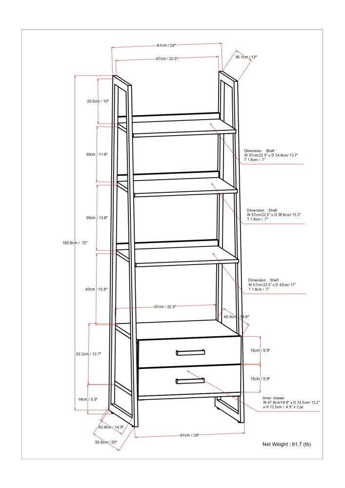 Sawhorse - Handcrafted Ladder Shelf With Storage