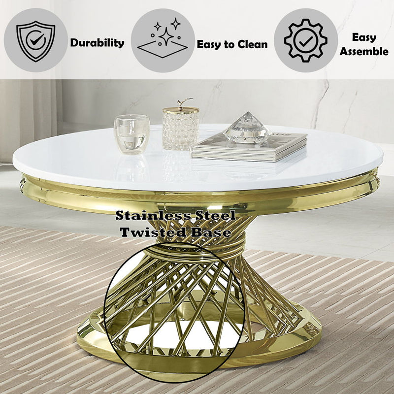 Fallon - Coffee Table With Engineered Stone Top - Gold