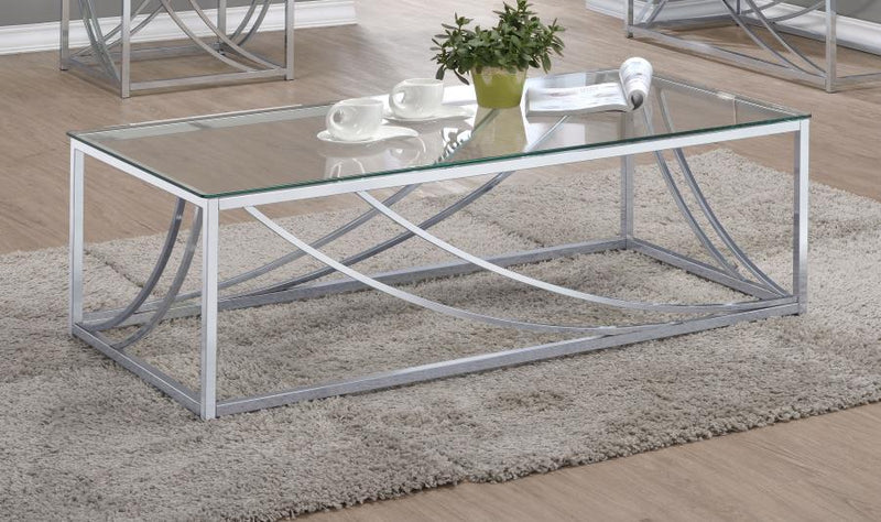 Lille - Rectangular Glass Top Coffee Table - Chrome - Atlantic Fine Furniture Inc