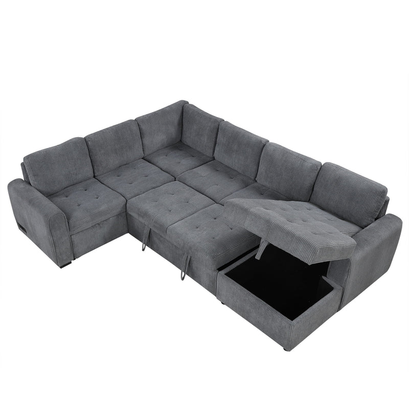 U-Shaped Sofa Sectional Sofa Pull-Out Sofa Bed With A Storage Chaise Lounge, Charging Devices For Living Room