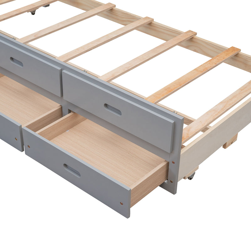 Twin Over Full Bunk Bed With Twin Size Trundle, Separable Bunk Bed With Drawers For Bedroom