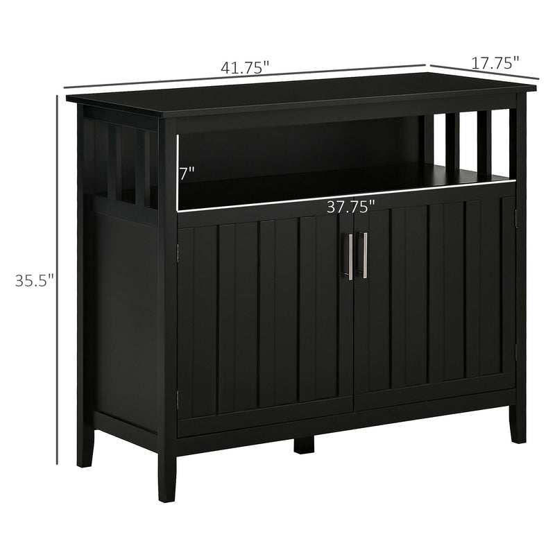 Homcom - Sideboard Buffet Cabinet, Kitchen Cabinet, Coffee Bar Cabinet With 2 Doors And Adjustable Shelves For Entryway Living Room - Black