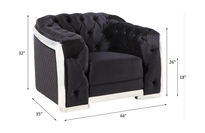 Pyroden - Chair - Black Velvet & Chrome Finish