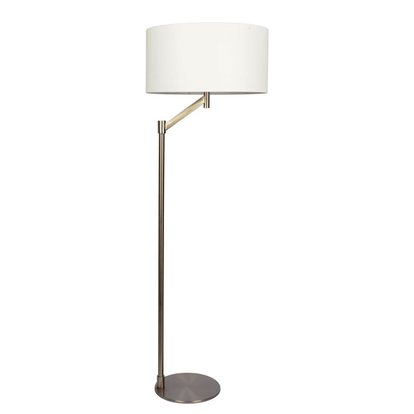 Serene - Floor Lamp With Rotary Switch Base Linen Shade - Brushed Nickel / White