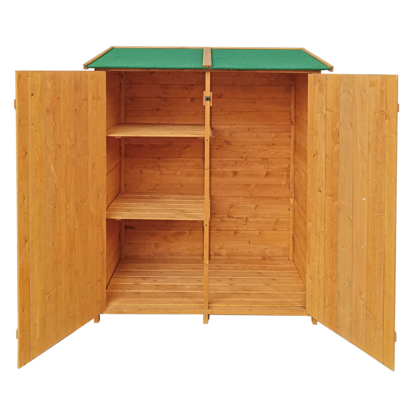 Wooden Shed Natural For Backyard Garden Big Tool Storage Flat Roof Tool Room - Natural