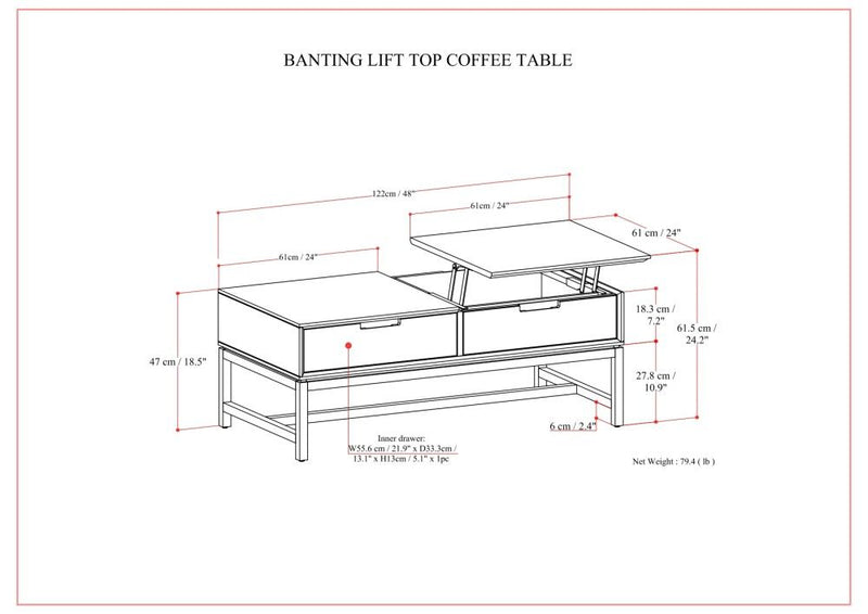 Banting - Lift Top Coffee Table - Walnut Brown