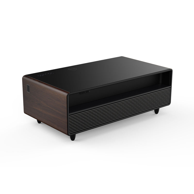 Modern Smart Coffee Table With Built-In Fridge, Bluetooth Speaker, Wireless Charging Module, Touch Control Panel, Power Socket, USB Interface, Outlet Protection, Atmosphere Light