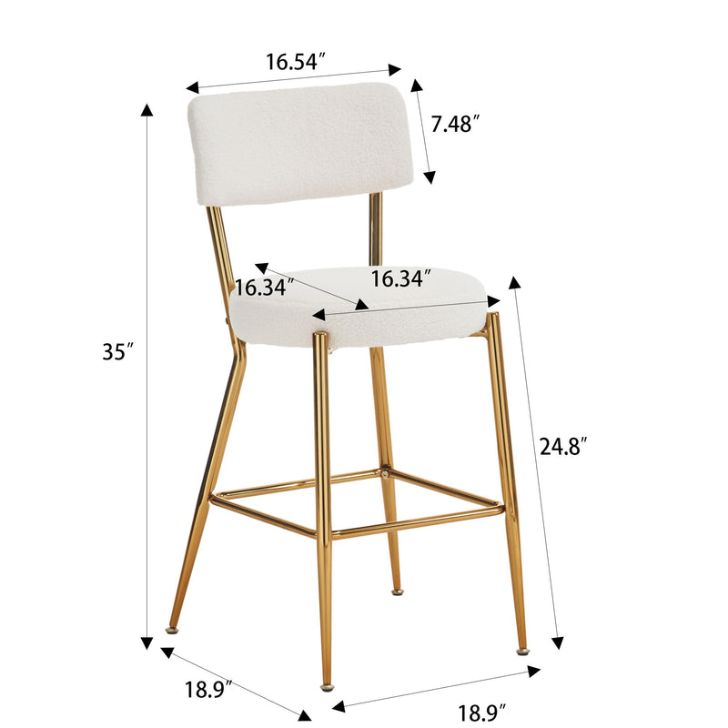 Modern Teddy Fabric Upholstered Bar Stools