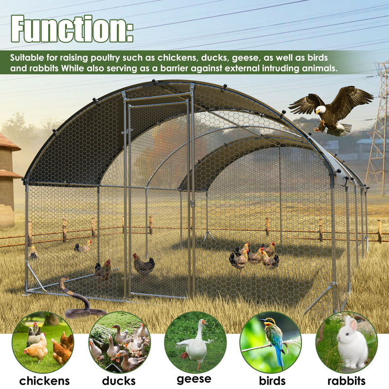 Large Chicken Coop Upgrade Three Support Steel Wire Impregnated Plastic Net Cage, Oxford Cloth Plated Waterproof UV Protection, Duck Rabbit Sheep Bird Outdoor House