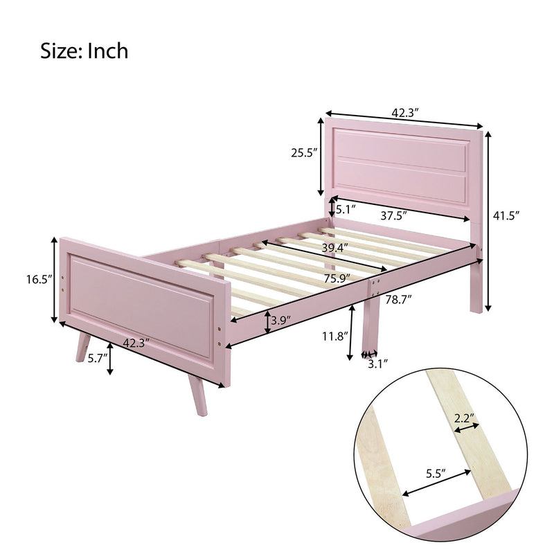 Twin Platform Bed Frame Mattress Foundation With Headboard And Wood Slat Support