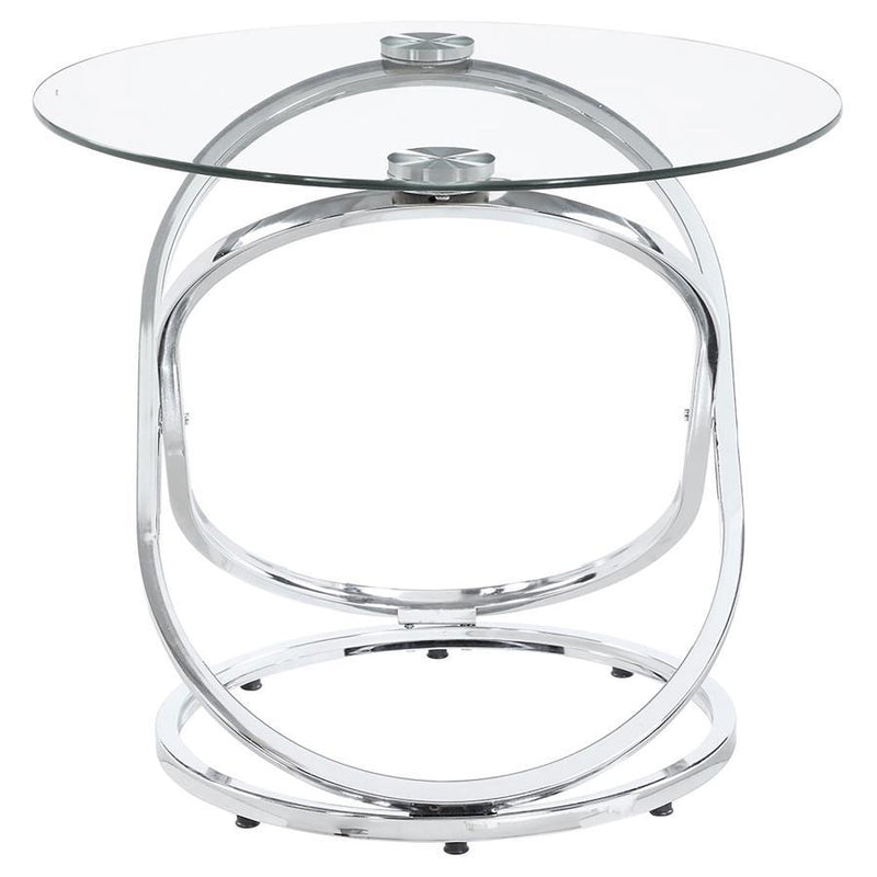 Warren - 3 Piece Oval Glass Top Coffee Table Set - Chrome