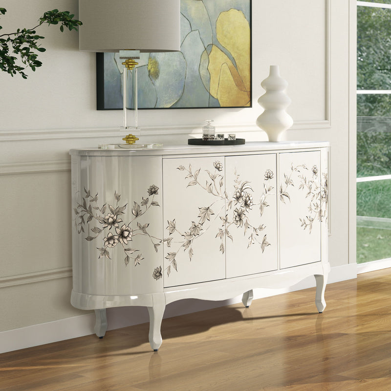 Florence - Hand Painted Lacquered Credenza - Taupe Gray