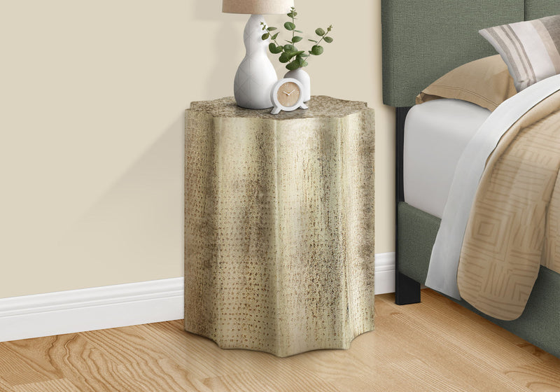 Drum Accent Side Table, Stylish Scalloped Design