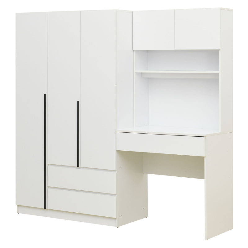 3 Door Storage Desk Wardrobe For Bedroom With Shelves And 3 Drawers