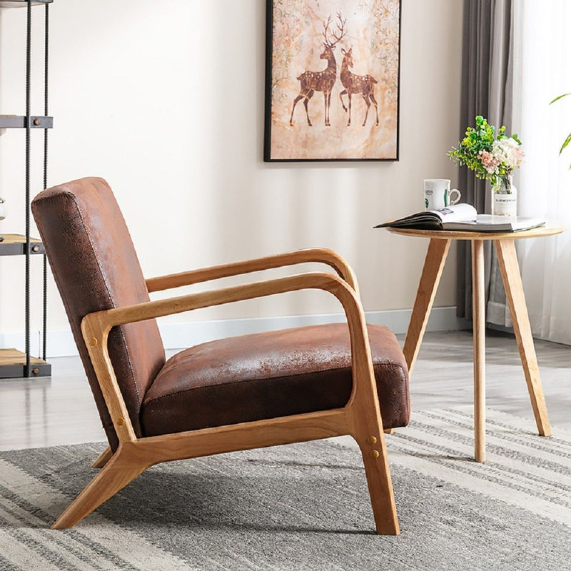 Classic Mid-Century Modern Accent Chairs, Open Framed Armchair With Cushioning