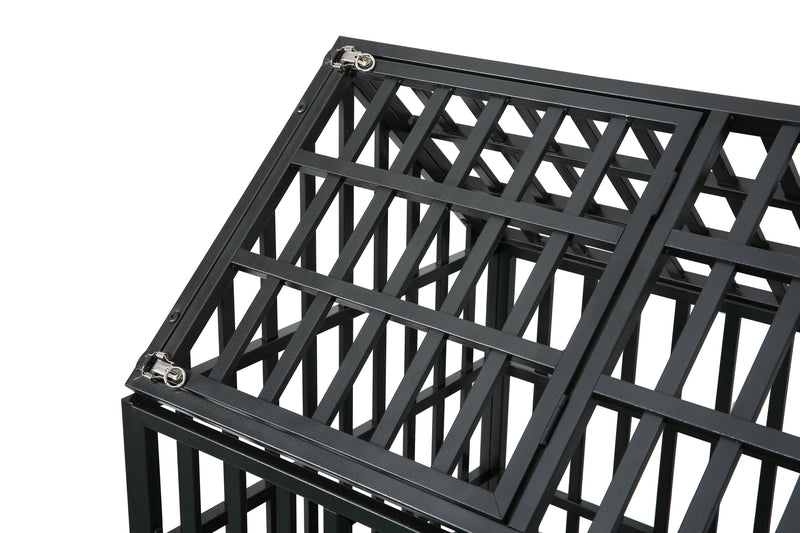 Heavy Duty Dog Cage Pet Crate With Roof - Black