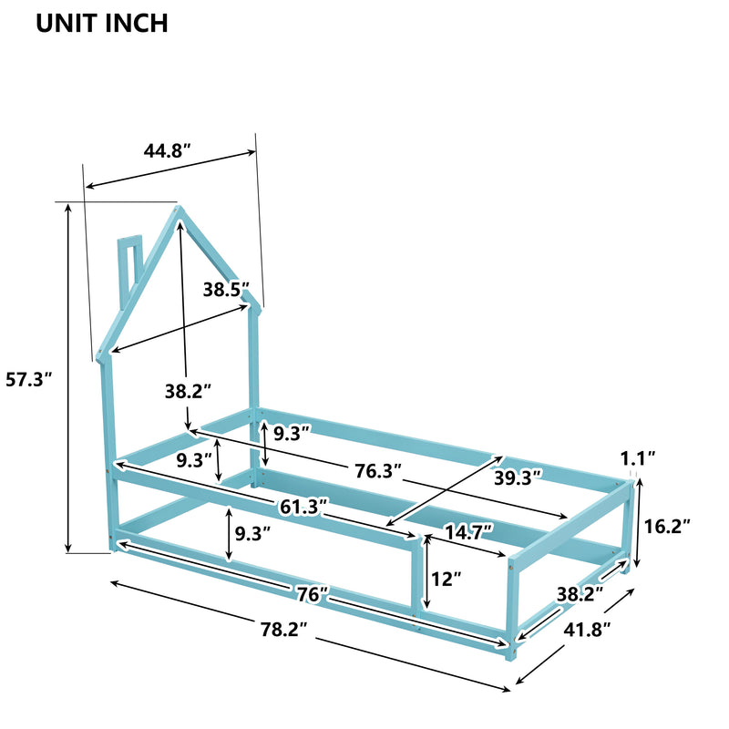 Wood Bed With House Shaped Headboard Floor Bed With Fences