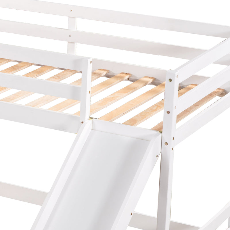 L-Shaped Bunk Bed With Slide And Short Ladder