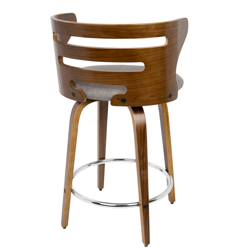 Cosini - Mid Century Modern Fixed Height Counter Stool With Footrest With Swivel (Set of 2)