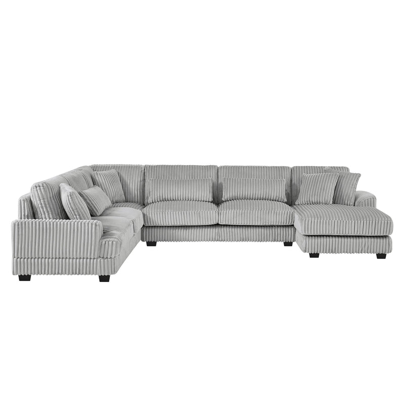 Oversized Sectional Sofa U - Shaped Sofa Couch Modern Sofa Upholstered In Soft Corduroy With A Chaise Lounge For Living Room