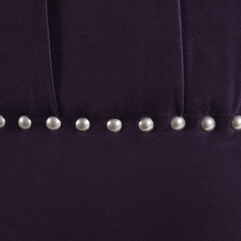 Dawn - Tufted Round Ottoman Nailhead Accents - Purple