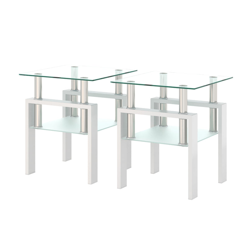 Modern Tempered Glass Tea Table, End Square Table For Living Room