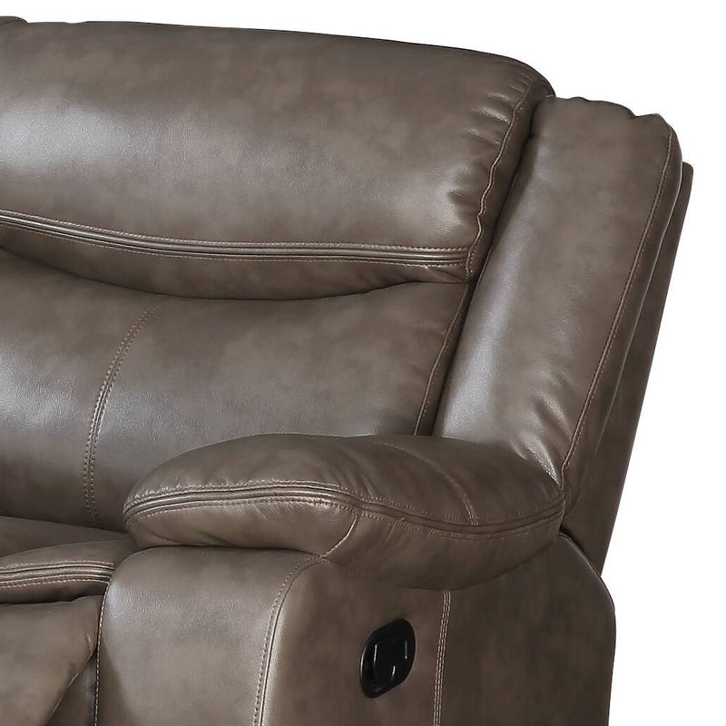 Tavin - Faux Leather Manual Recliner Sectional Sofa With Cupholder Console - Taupe