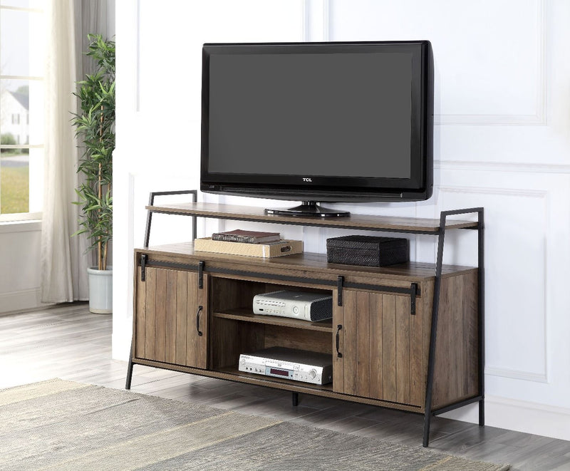 Rashawn TV Stand - Rustic Oak & Black Finish