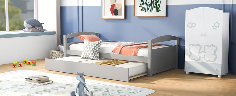 Twin Size Daybed with Trundle, Gray