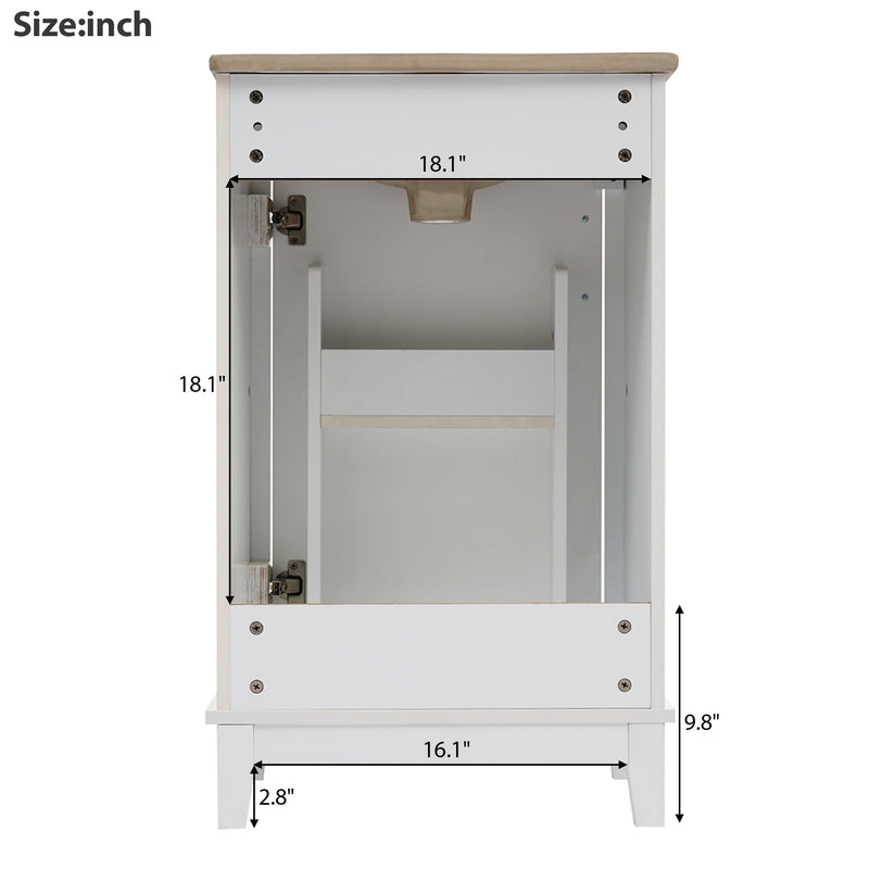 Modern Small Bathroom Vanity Cabinet With Ceramic Basin, Ample Storage, 1 Soft Close Door