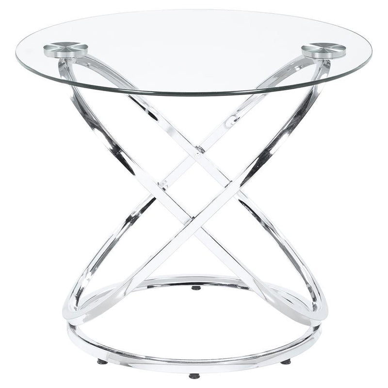 Warren - 3 Piece Oval Glass Top Coffee Table Set - Chrome