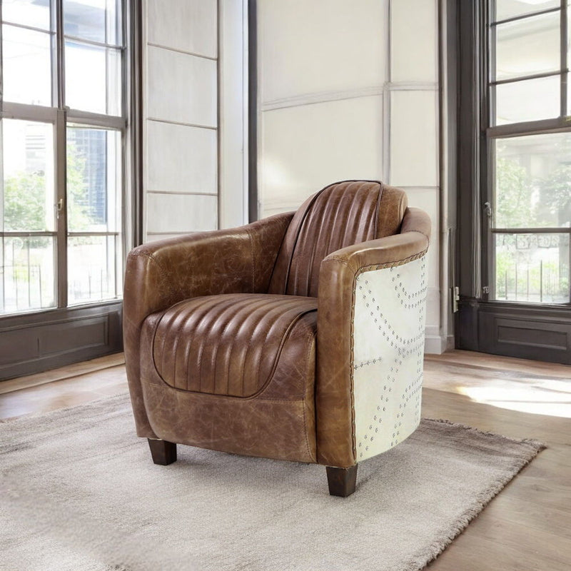 Brancaster - Chair - Retro Brown Top Grain Leather & Aluminum