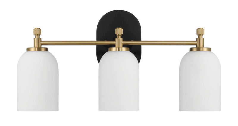 Meadows - 3 Lights Vanity Brush Bathroom Wall Light For Bathroom Over Mirror - Black / Gold / White